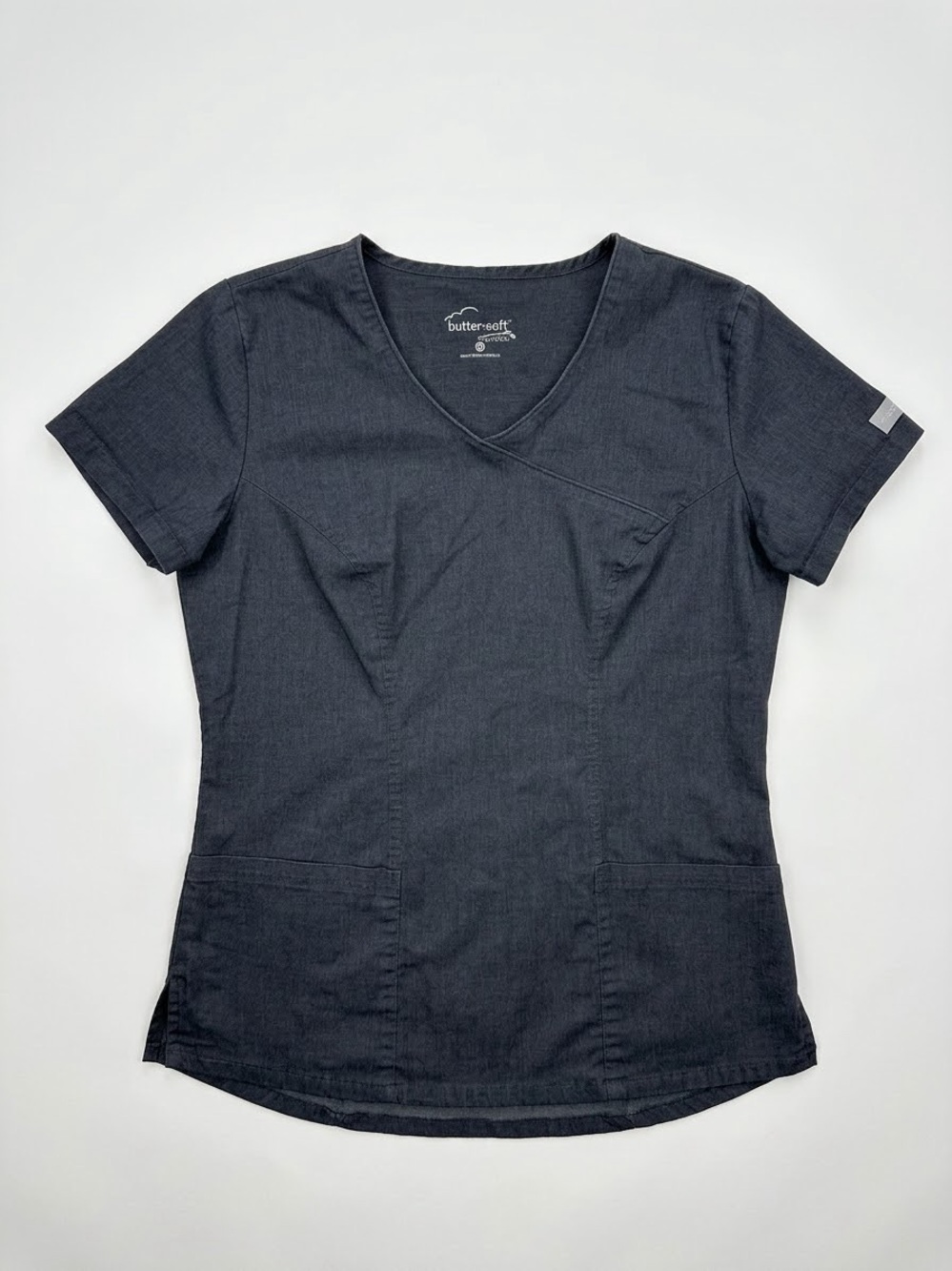 Butter-Soft Women's V-Neck Scrub Top in Grey